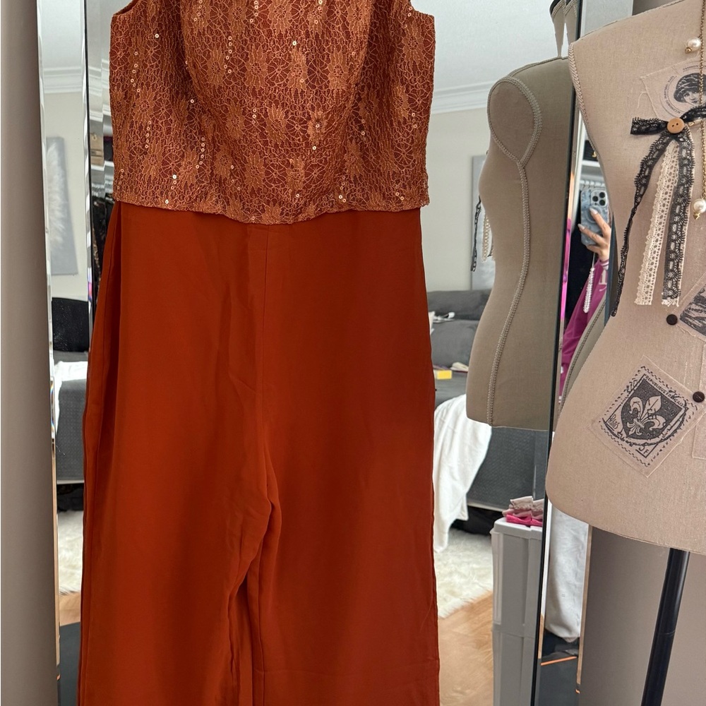 Rust Lace Top Jumpsuit